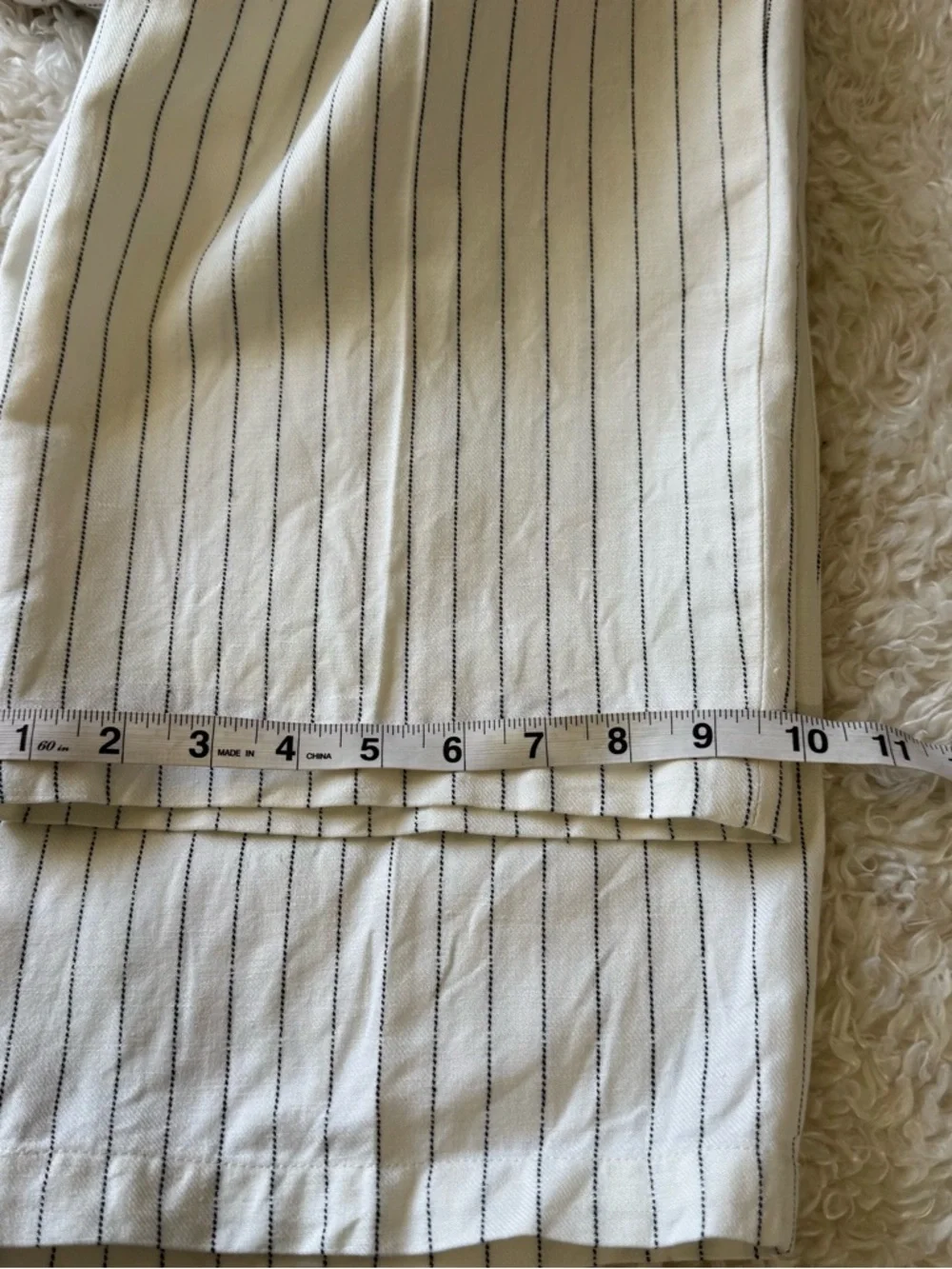 Rag & Bone Dylan Cropped Cream Pinstripe Wide Leg Pants Women Sz 8 Linen Cotton - Picture 9 of 13